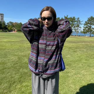 (Unisex) Ethnic Pattern Fleece Hoodie