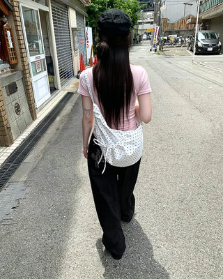 Dot Ribbon String Bag