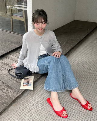 Ribbon satin open-toe sandals