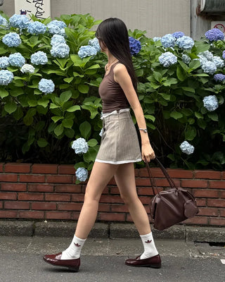 Striped layered mini skirt