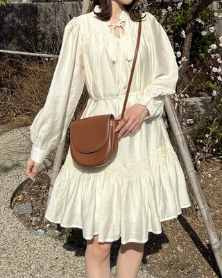 Frill String Point Shirring Dress