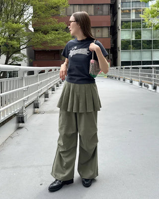 Pleated skirt wide slacks