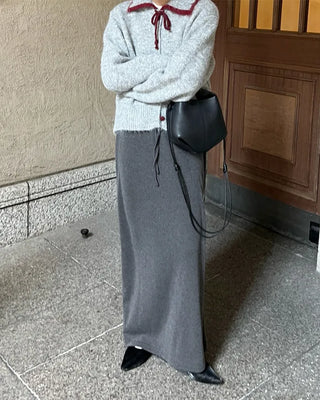 Ribbed maxi skirt