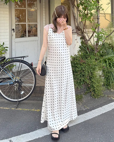 Polka Dot Long Camisole Dress