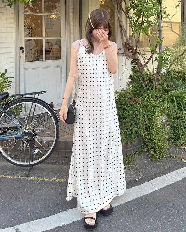 Polka Dot Long Camisole Dress