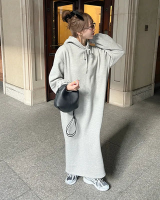 Brushed Hooded Long Dress
