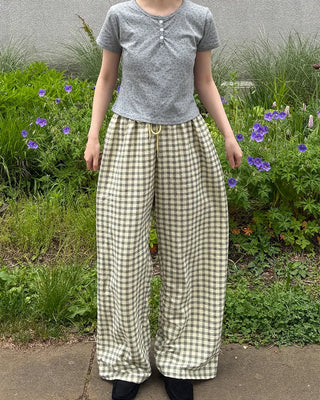 Checked Summer Easy Pants