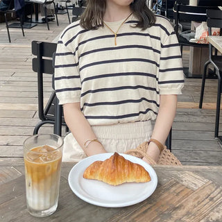 Striped short-sleeved knit