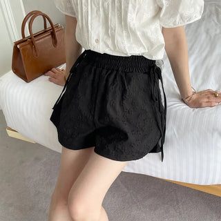 Flower embossed shorts