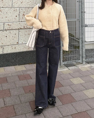 Bouclé Raglan Sleeve Cardigan