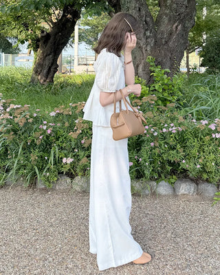 Pintuck bustier and slacks set