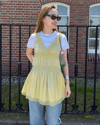 Lace V-neck mini dress