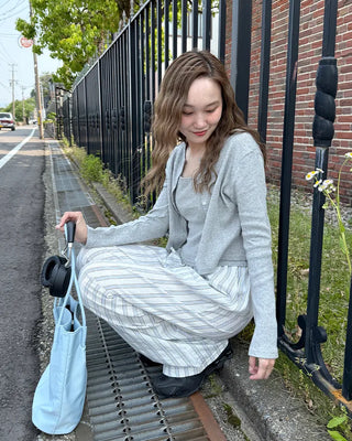 Perforated Sleeveless Cardigan Set