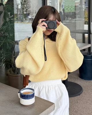 Loose-fit half-zip knit