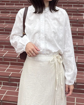 Flower pattern sheer blouse