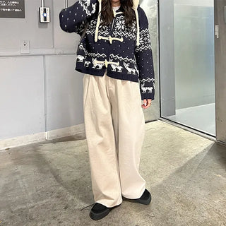Nordic pattern duffel cardigan