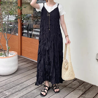 Wrinkle Camisole Long Dress