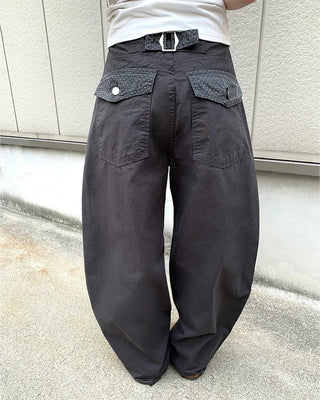 Back pocket polka dot wide pants