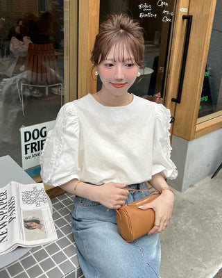 Shoulder ruffle frill blouse