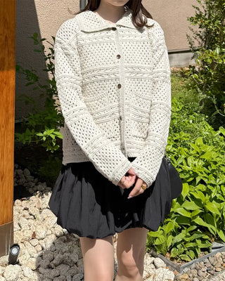 Crochet Point Knit Cardigan