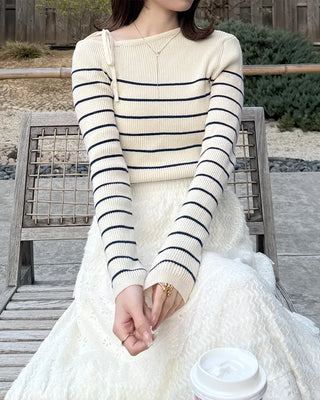 Striped off-shoulder knit