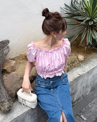 Shirred Smock Off-Shoulder Top