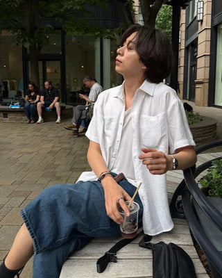 Basic Linen Two-Pocket Short-Sleeve Shirt