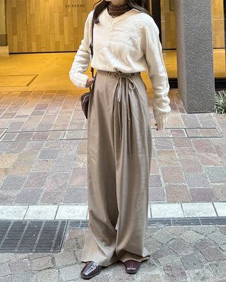 Wrap-around two-button slacks