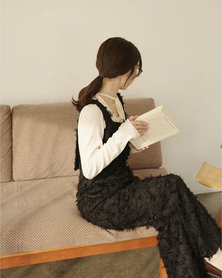 (ORIGINAL) Heart Neck Feather Jumpsuit