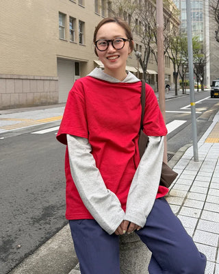 Layered Hooded Long T-Shirt