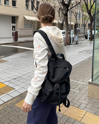 Square pocket nylon backpack