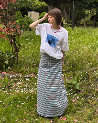 Multi-striped long skirt