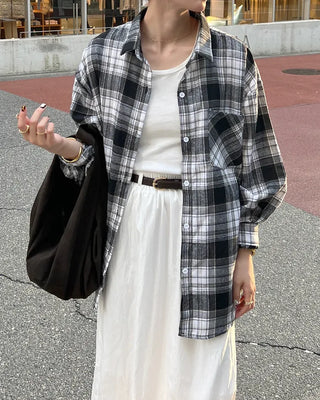 Loose-fit check shirt