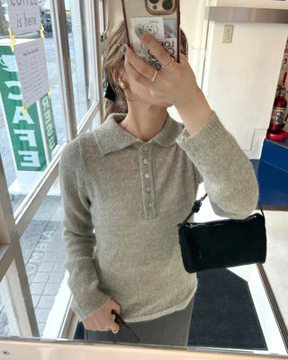 Simple half-open collar knit