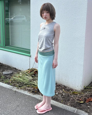 Lace waist midi skirt