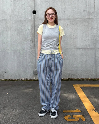 Wide-fit striped easy pants