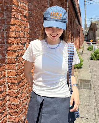 Unique pintuck semi-cropped French T-shirt