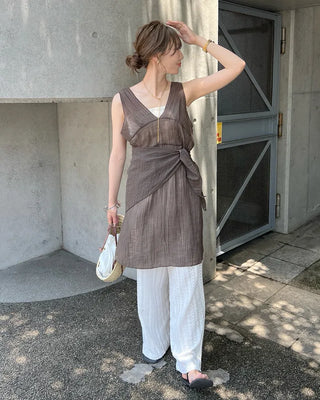 Scarf set sheer layered dress