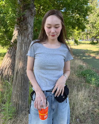 Short-sleeved T-shirt with perforations