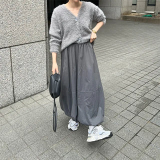 Balloon Fit Suede Long Skirt