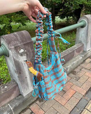 Checked gathered shoulder bag