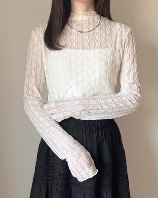 Flower sheer layered T-shirt