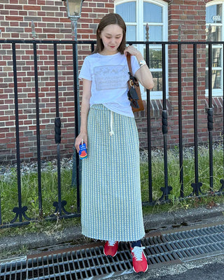 Washed stripe maxi skirt