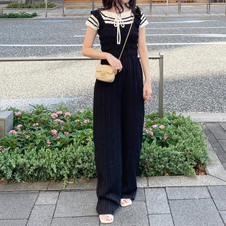 Shoulder Frill Washer Jumpsuit
