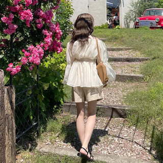 Off-shoulder chiffon blouse dress