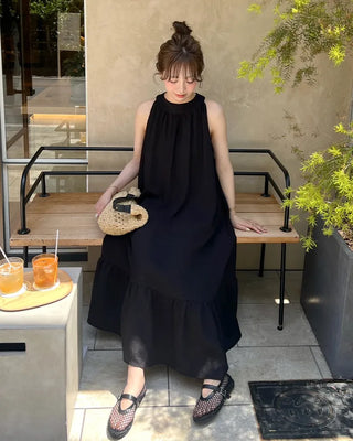 Backless halter neck long dress