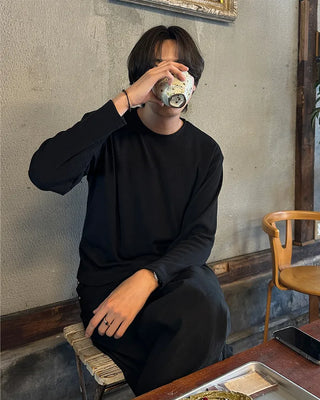 Waffle Semi-Cropped Long-Sleeve T-Shirt