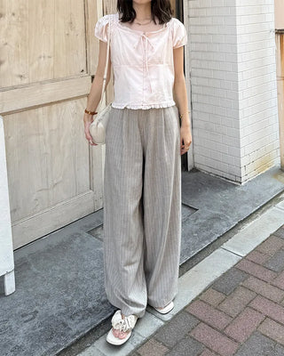 Striped wide slacks