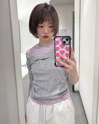 Henley Neck Sheer T-Shirt