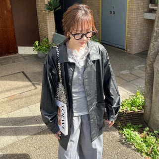 Faux Leather Oversized Jacket